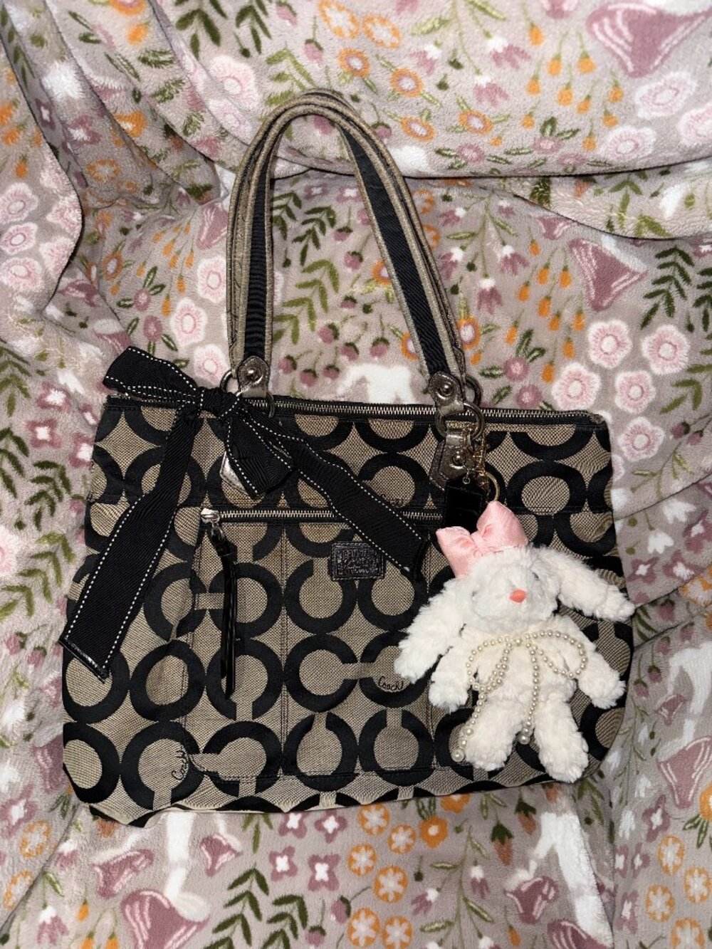 Coach poppy op art glam tote